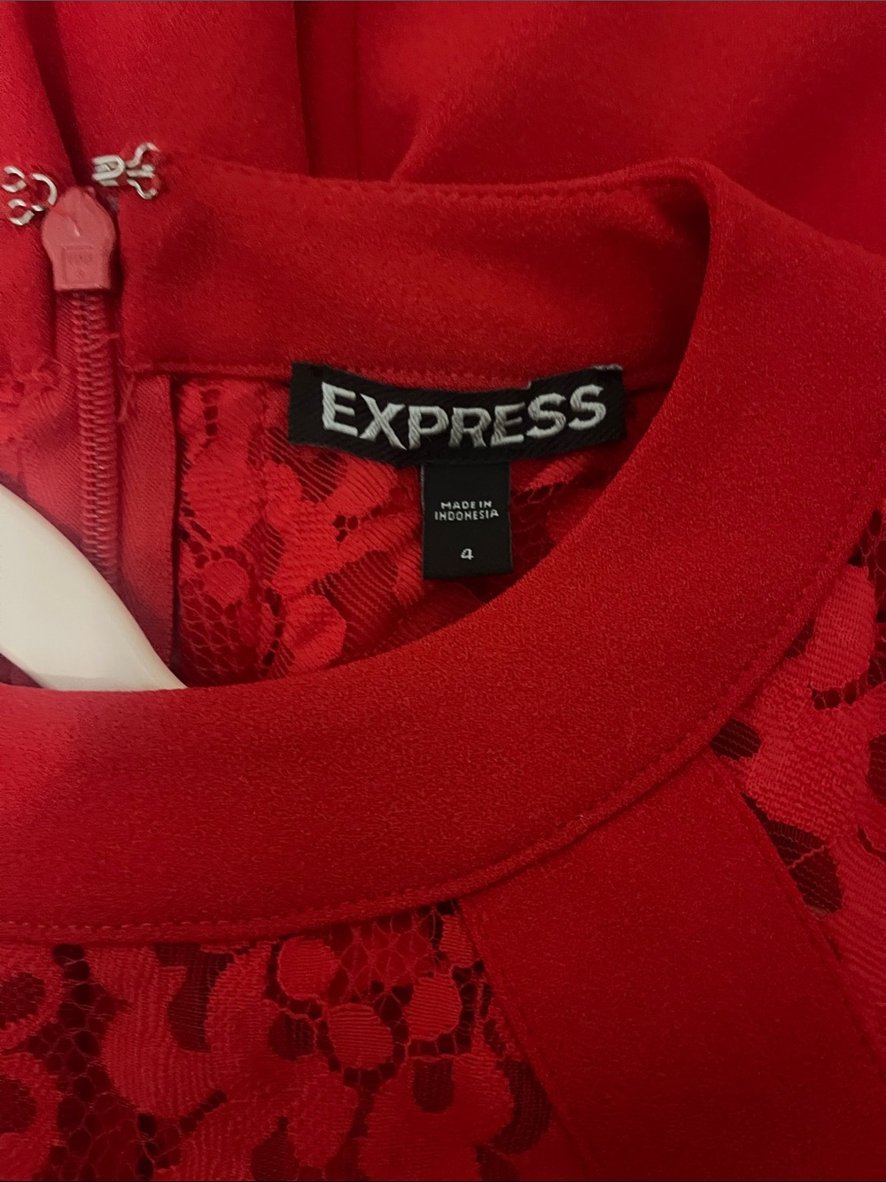 Express Red Lace Fit-and-Flare Dress